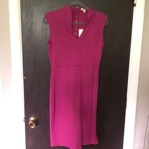 Pink form fitting dress.